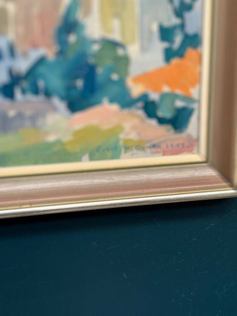 Original Swedish Oil on Canvas – “Bourg St Andeol, France” by Evert H. Duhan – Dated 1947 – Vintage & Framed