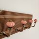Vintage wall coat rack – 4 powder pink ceramic hooks – 40 cm