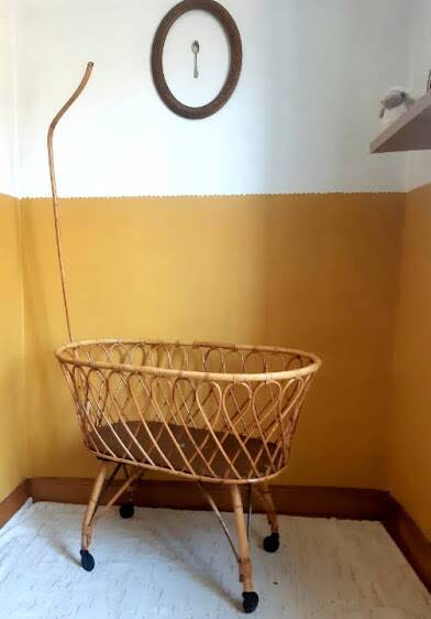 Rattan swan neck cradle circa 1960