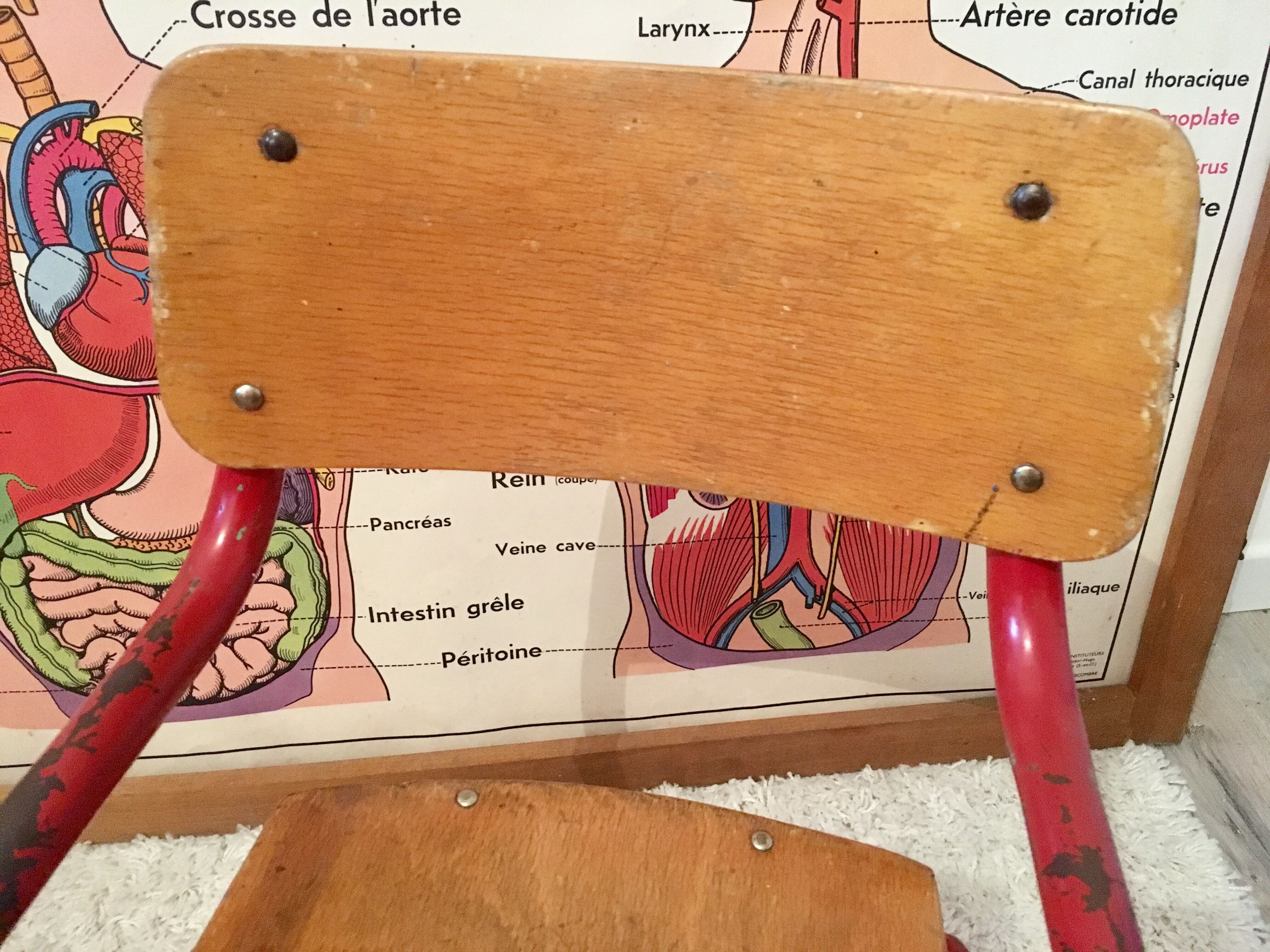 Chaise enfant écolier vintage