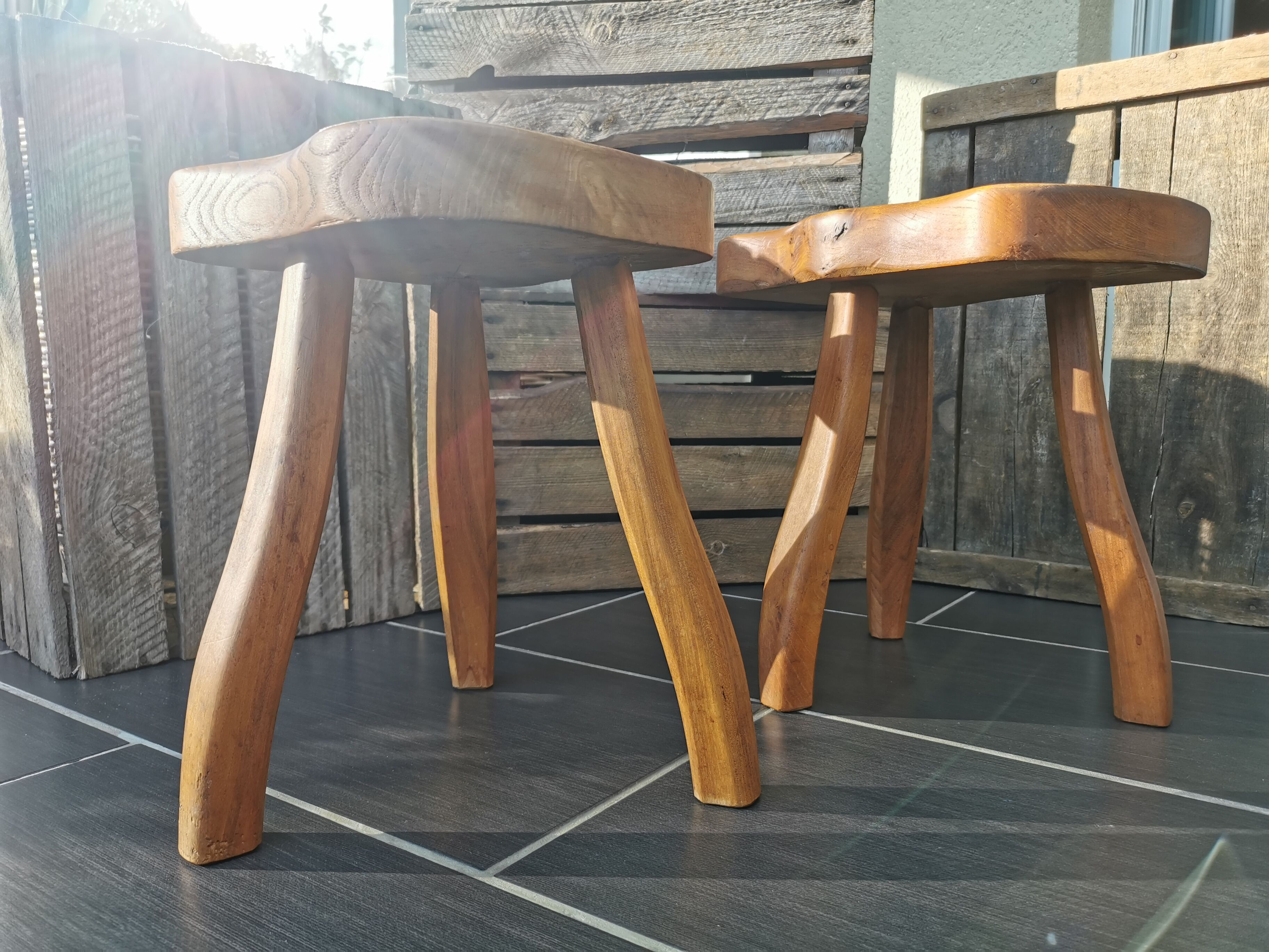 Pair of tripod stools