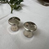 Duo salière et poivrier en forme de champignon en métal argenté