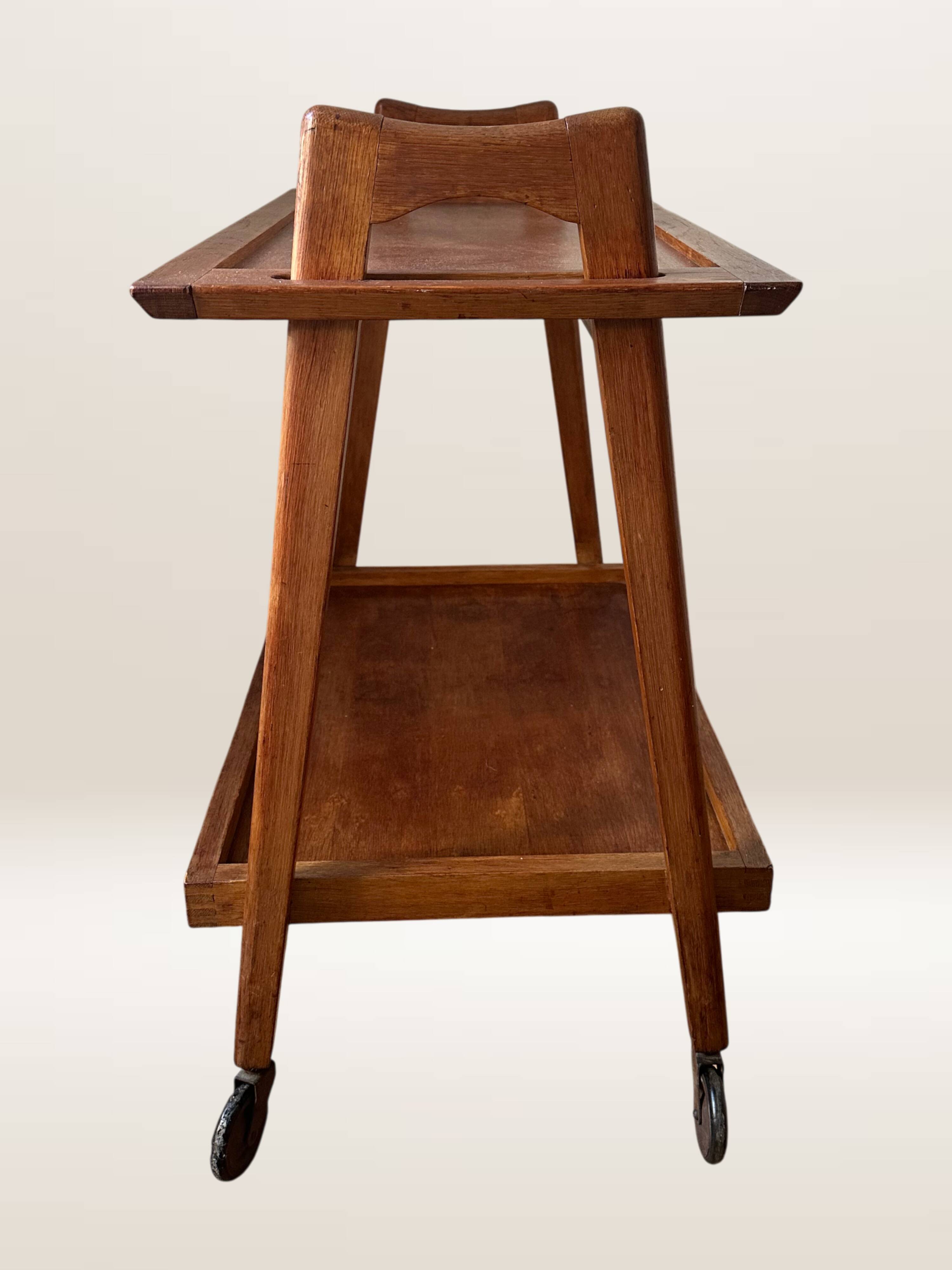 Scandinavian teak rolling dessert trolley