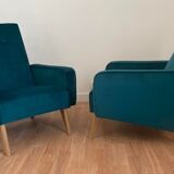 Duo of armchair back-of-year 50/60, restored