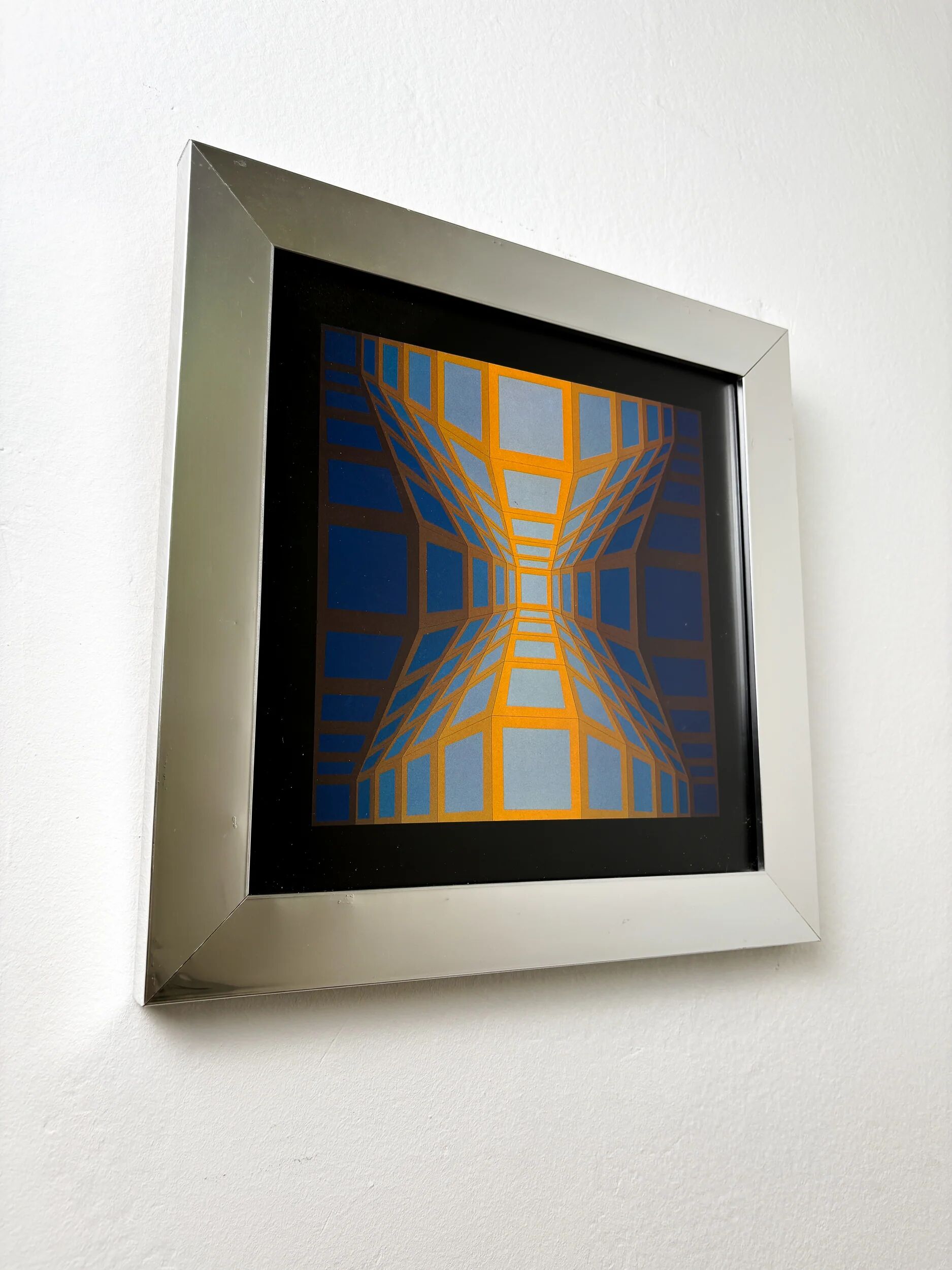 Victor Vasarely, optical composition, circa 1970s, offset print, framed