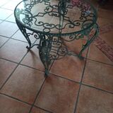 Living room table with wrought iron frame