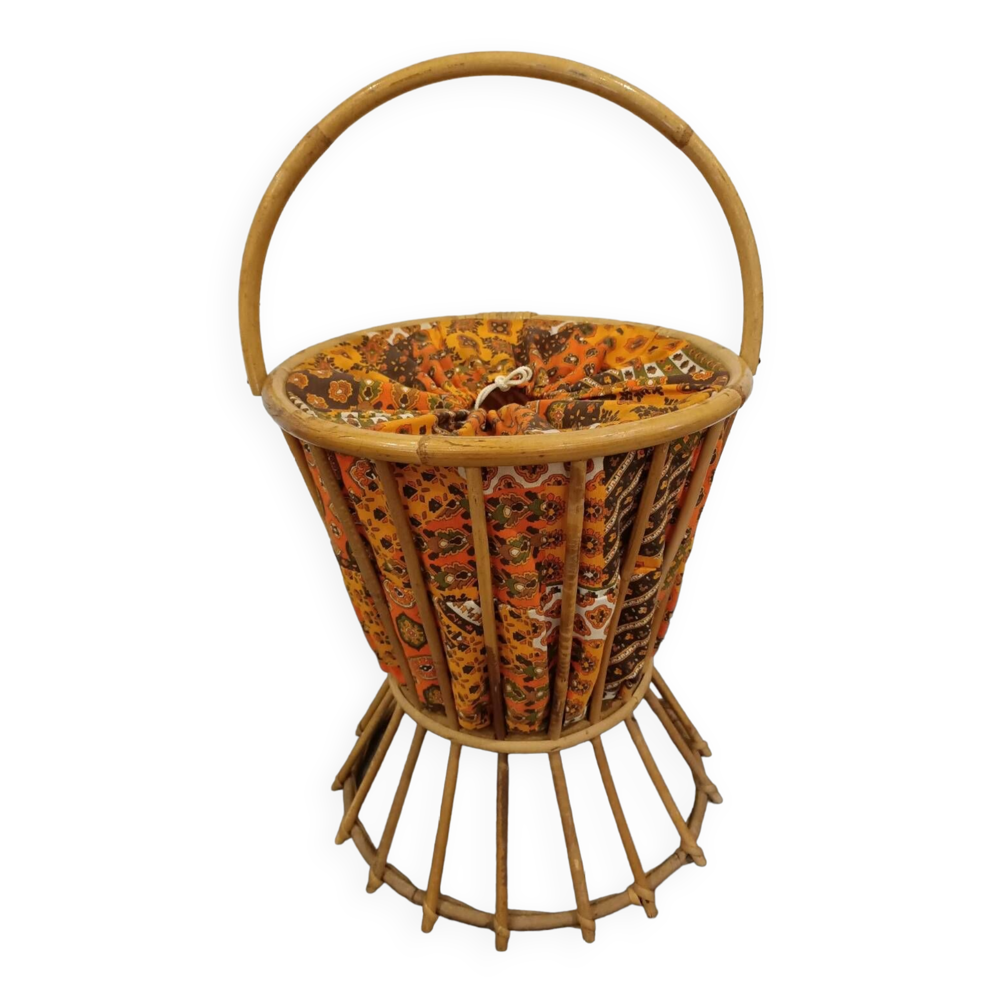 Travailleuse rotin vintage