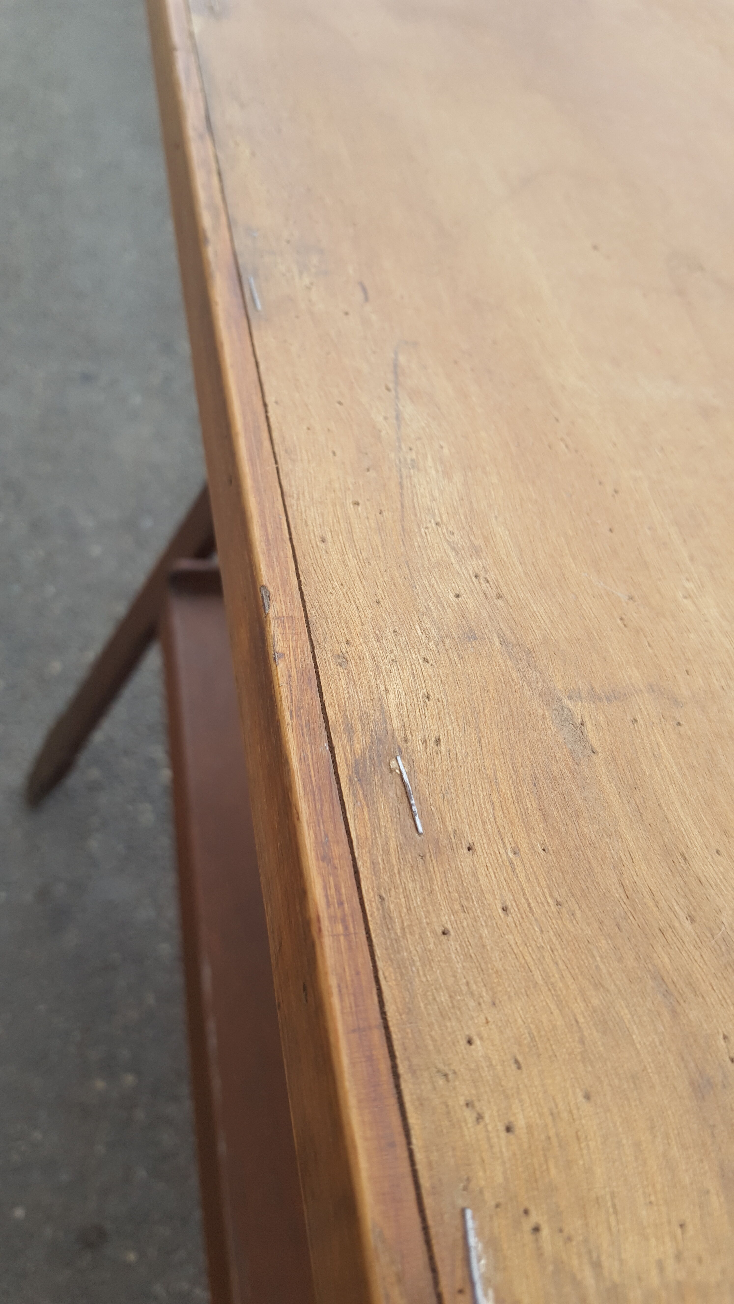 Drawing table wood and vintage metal