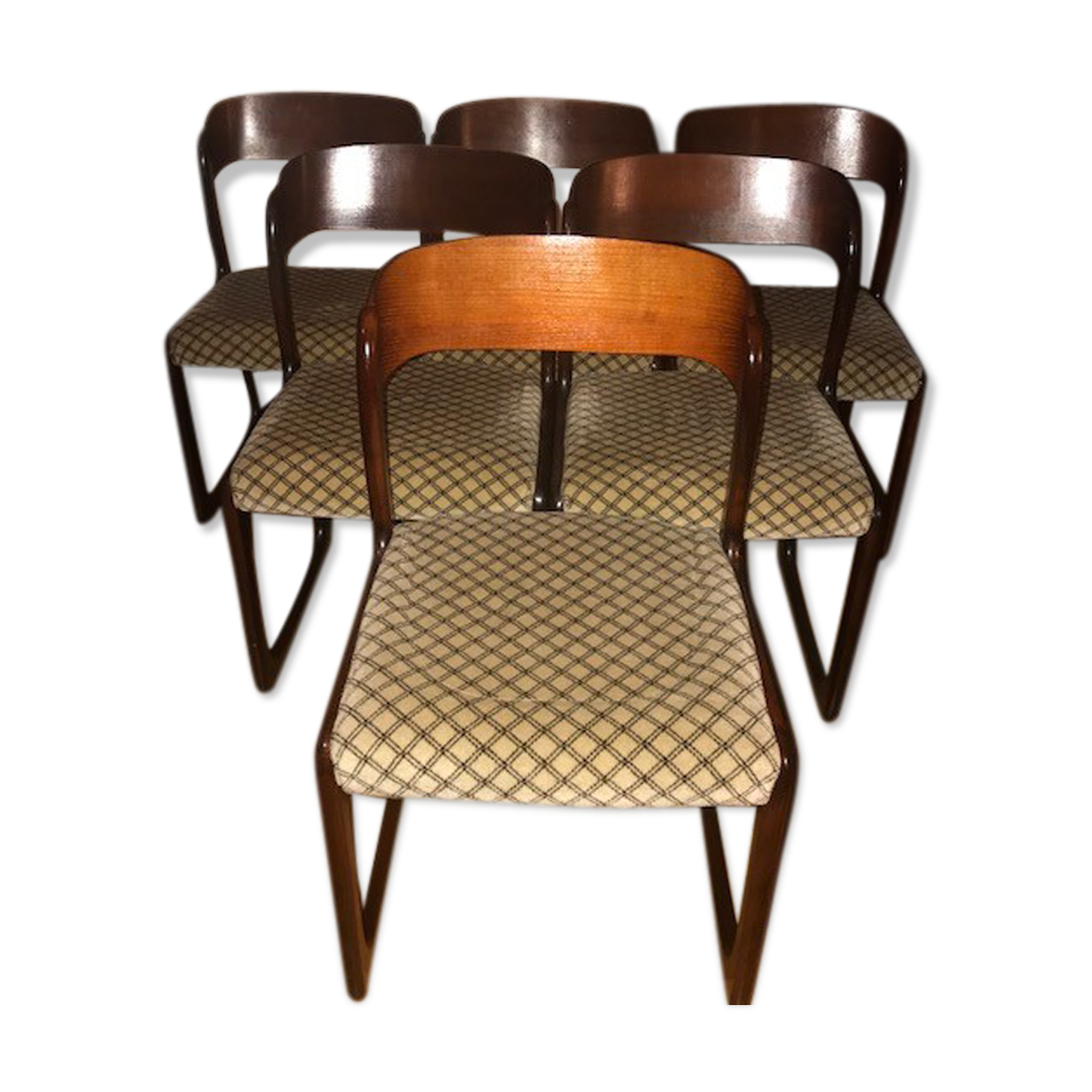 1 lot de 6 chaises baumann modèle  "traineau"
