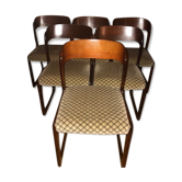 1 lot de 6 chaises baumann modèle  "traineau"