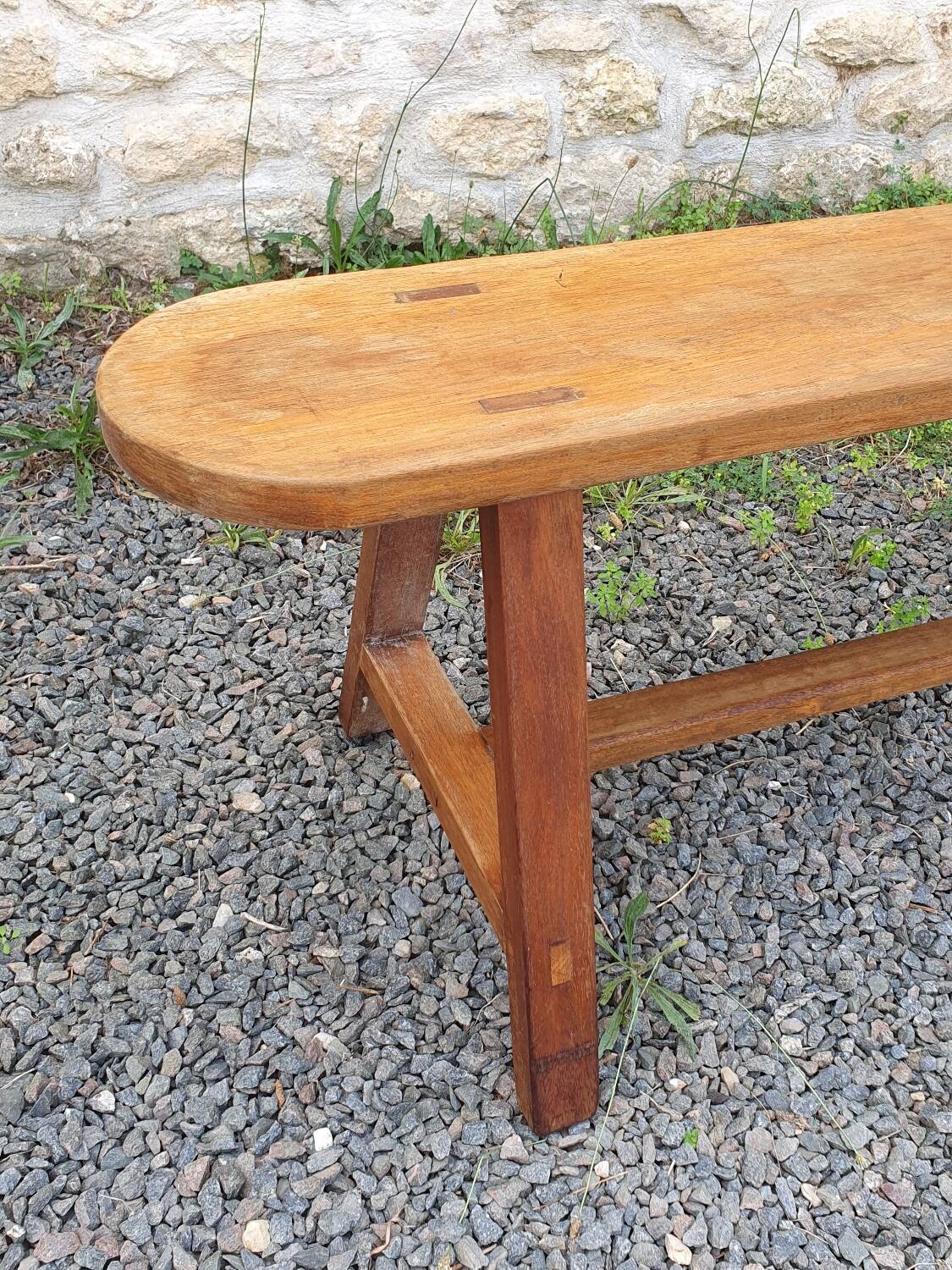 Vintage solid oak bench, 1950s