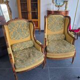 Louis XVI bergère armchairs, late 19th - early 20th century