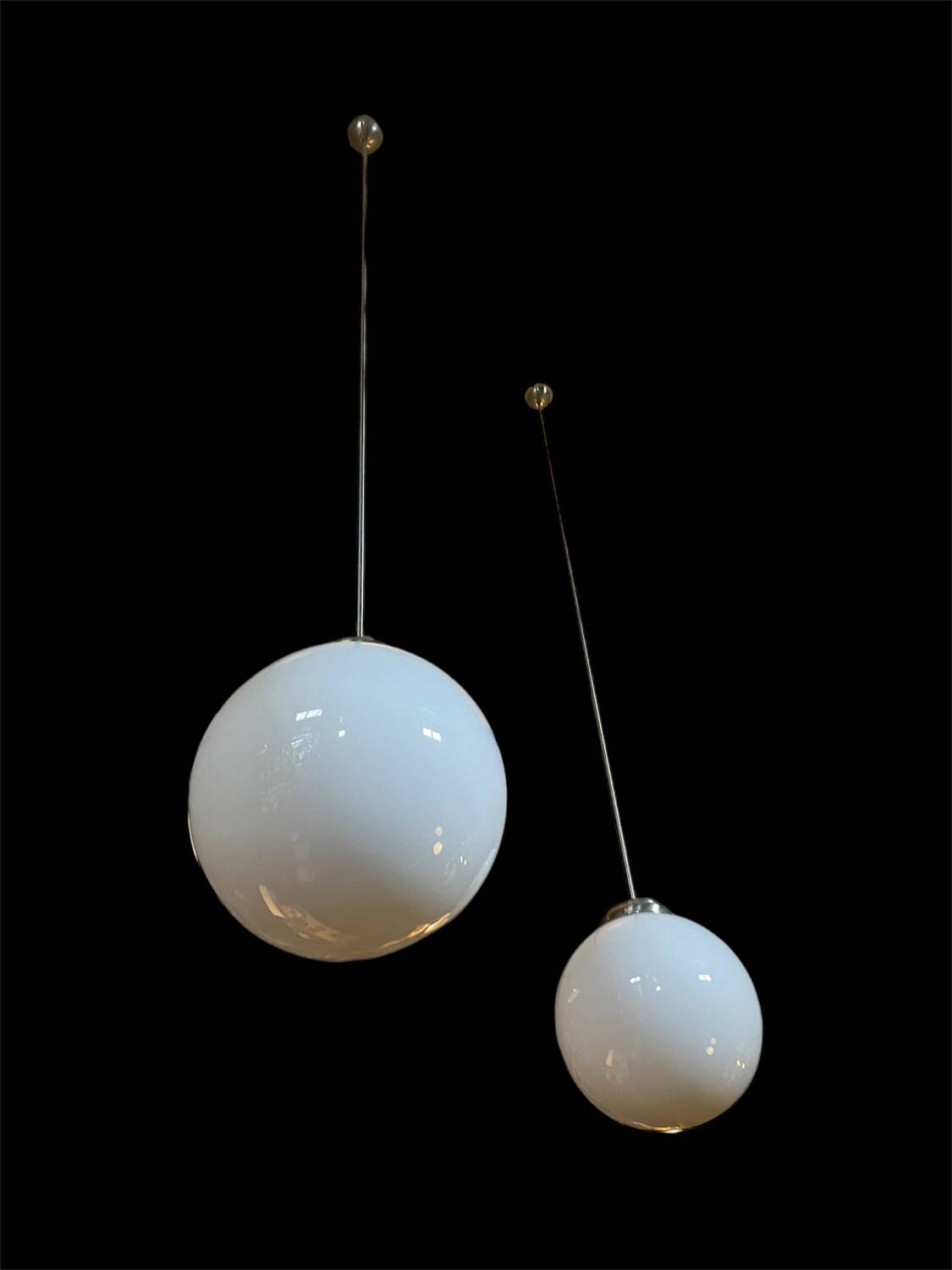 two xxl vintage opaline ball suspension