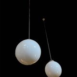 two xxl vintage opaline ball suspension