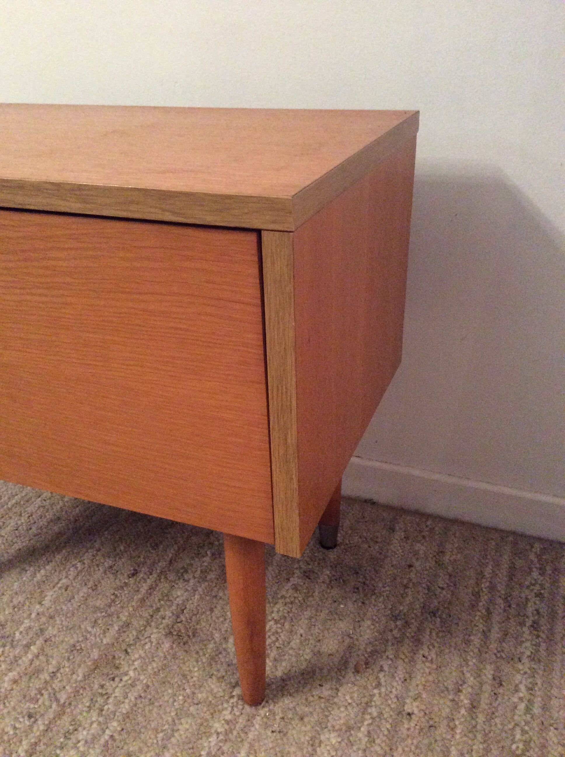 Vintage bedside of the 70s in blond wood