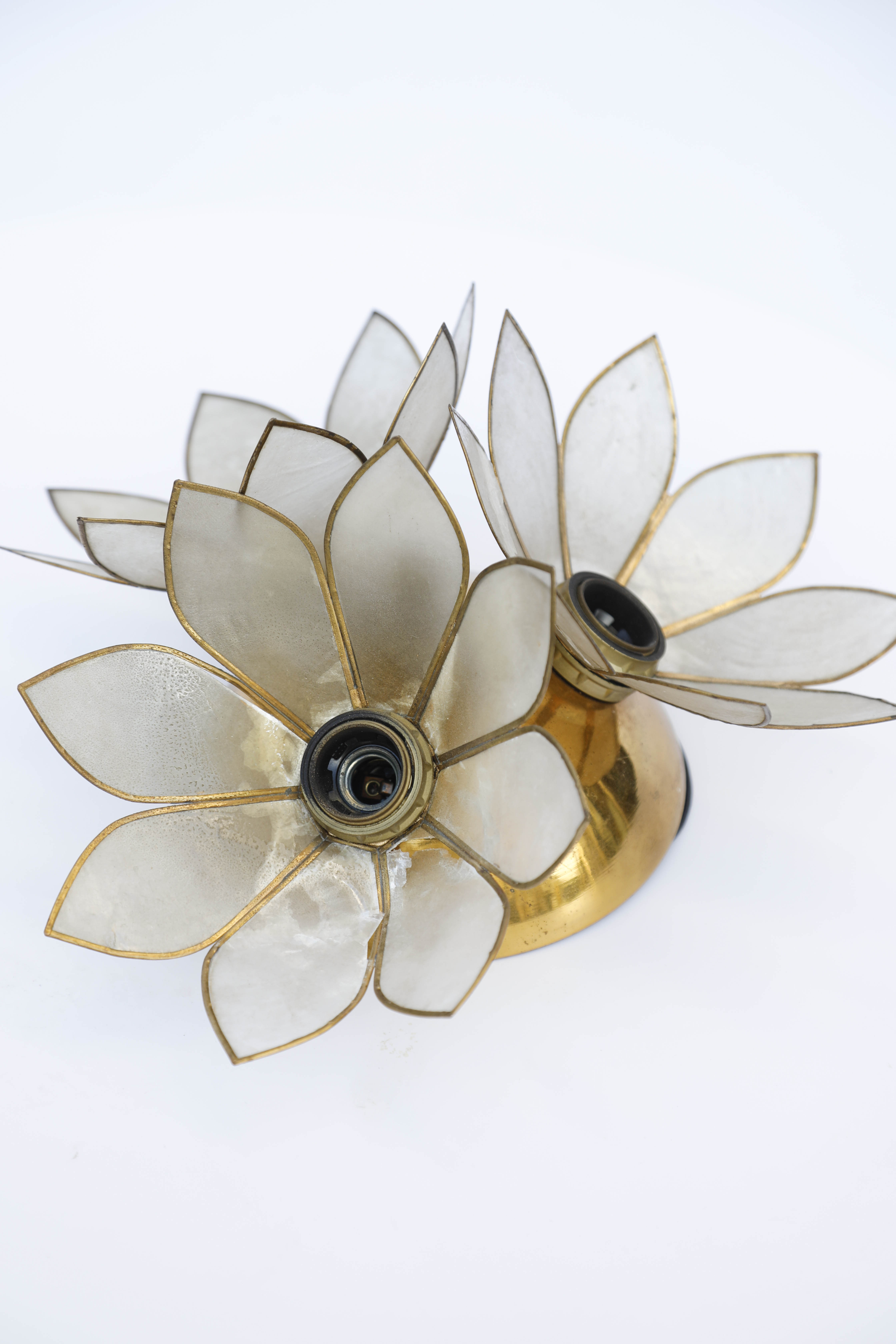 Sconce or cap brass gilded mother-of-pearl flowers
