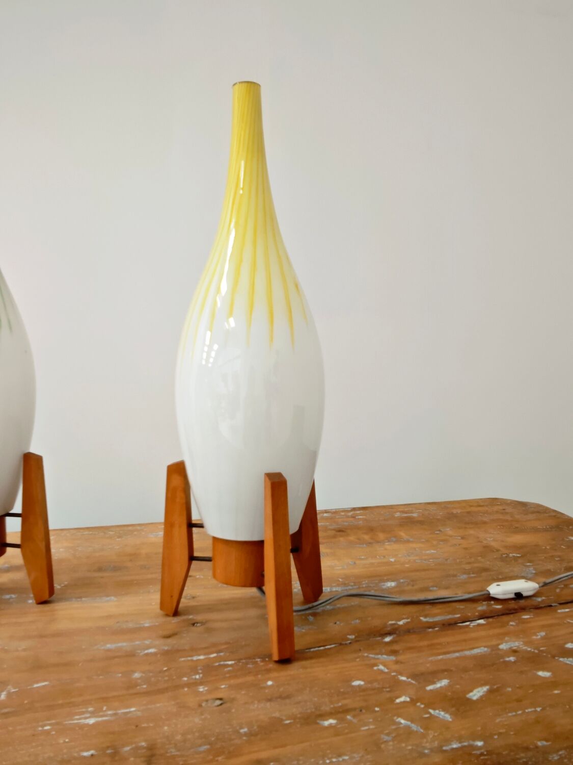 Drevo Humpolec opaline yellow table lamp type 107/S