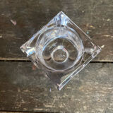 Pair of Modernist Cube Design Candle Holders Moulded Glass 1970s Vintage