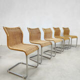5 vintage rattan dining chairs