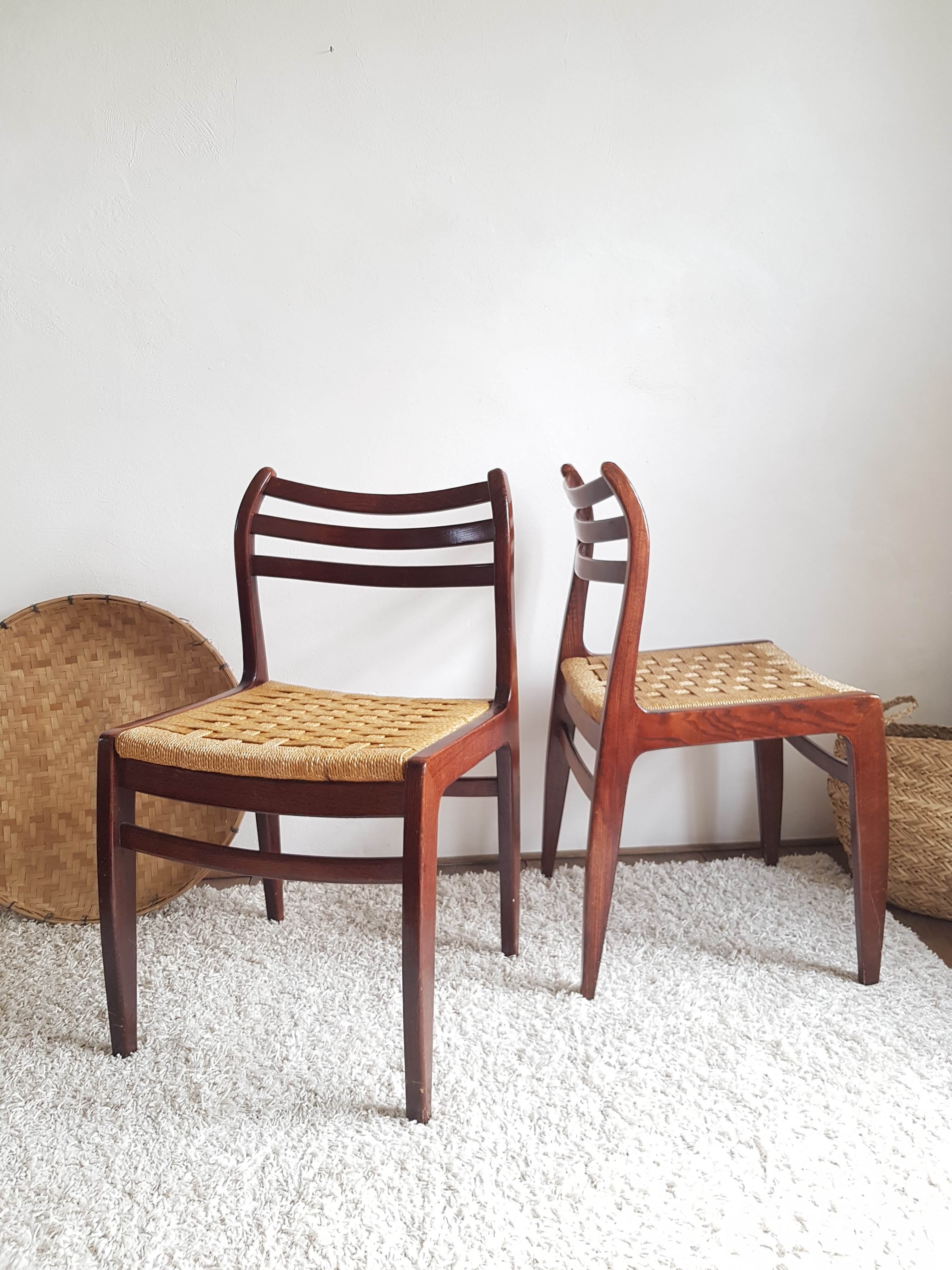 Pair of Scandinavian chairs in braided rope-circa 1960