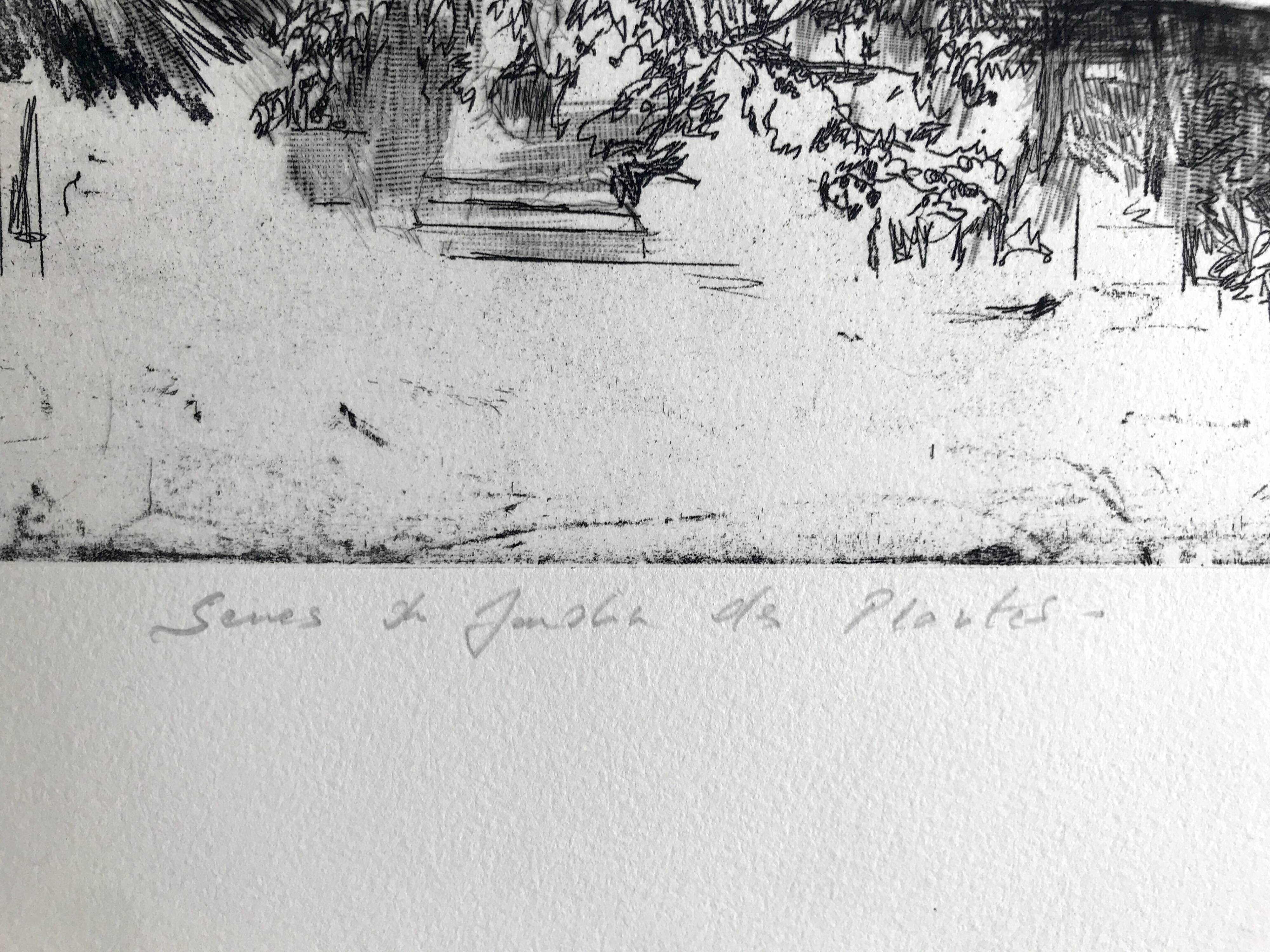 Nicole BOUHARMONT, Greenhouses and Botanical Gardens. Drypoint signed in chalk