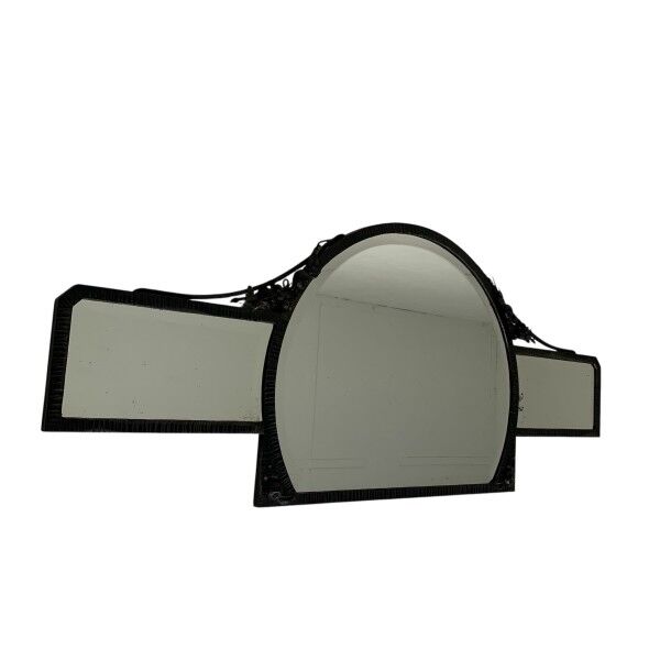 Art Deco mirror with faceted cut glass in a steel frame, 1930s