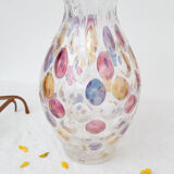 Glass vase and multicolored scales