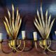 Pair of gold metal foliage spray sconces in the Bagues style - Vintage 70's