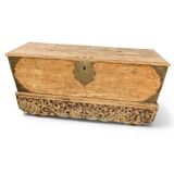 Grand coffre asiatique de voyage ancien Bois de manguier