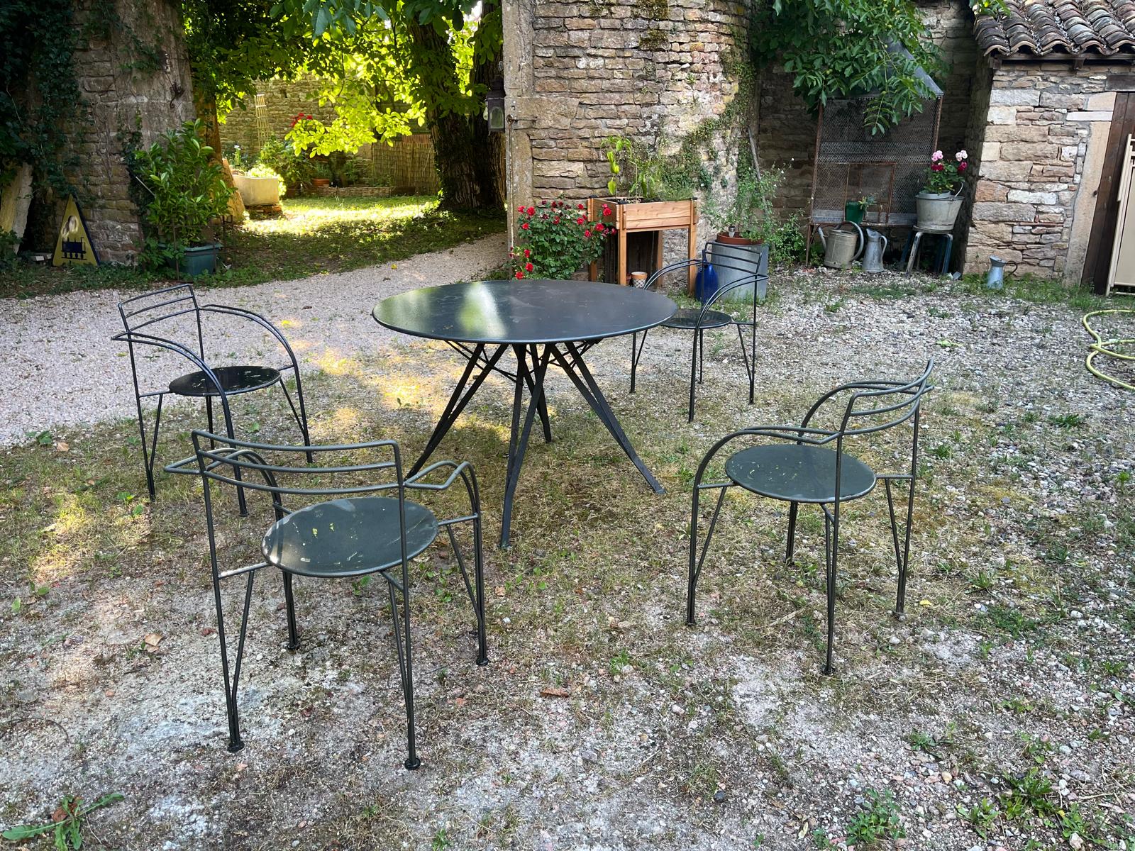 Silver moon table and chairs set fermob designer mourgue