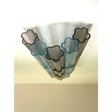 Ensemble de 2 appliques murale contemporaine en verre de murano gris et bleu clair « tronchi »