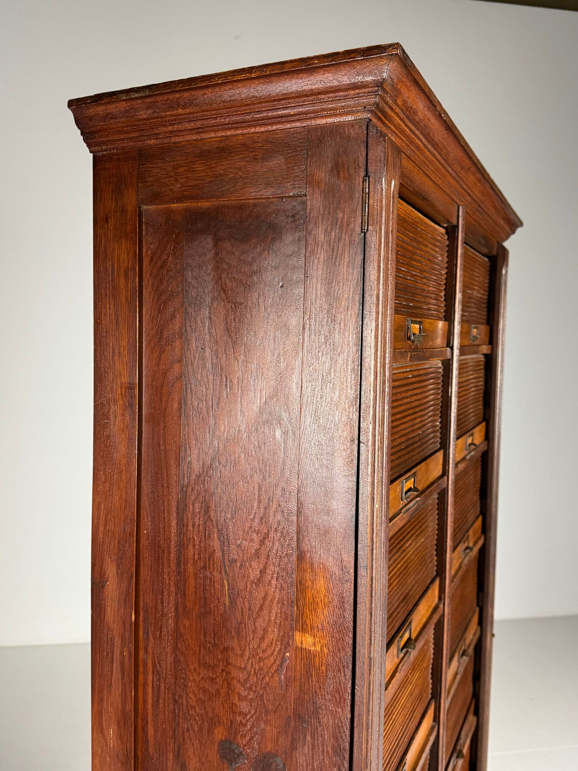 Antique archive cabinet with roller doors
