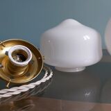 Set of 3 hanging lamps in opaline, Art Deco