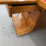Bauhaus Walnut Writing Desk with Red Top