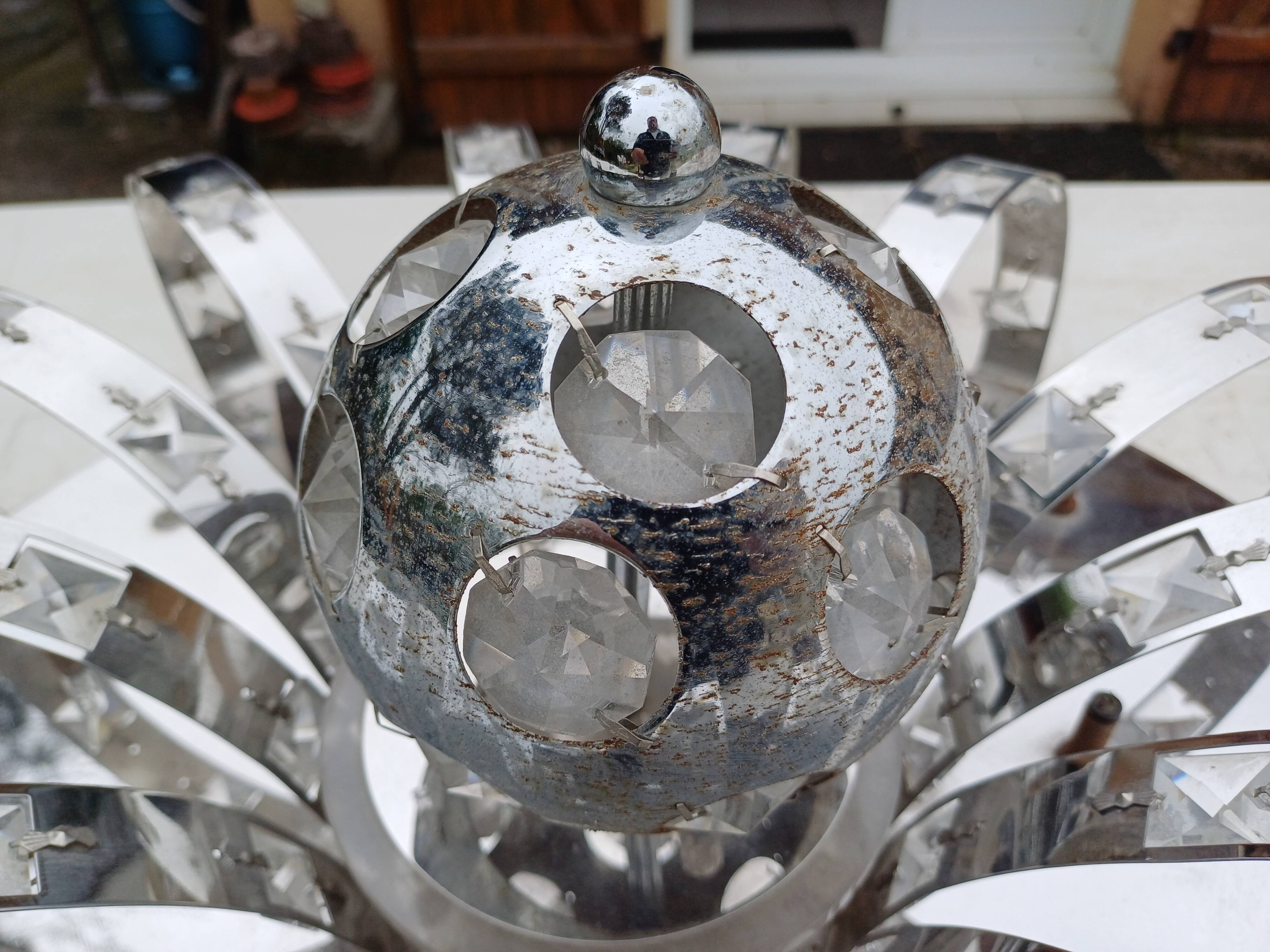 Suspension vintage aluminium + verre