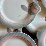 Set of 12 vintage pink and gray fish-shaped plates - Digoin