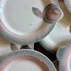Set of 12 vintage pink and gray fish-shaped plates - Digoin