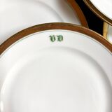 6 dessert plates in gilded Paris porcelain with "VD" monogram