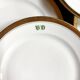 6 dessert plates in gilded Paris porcelain with "VD" monogram