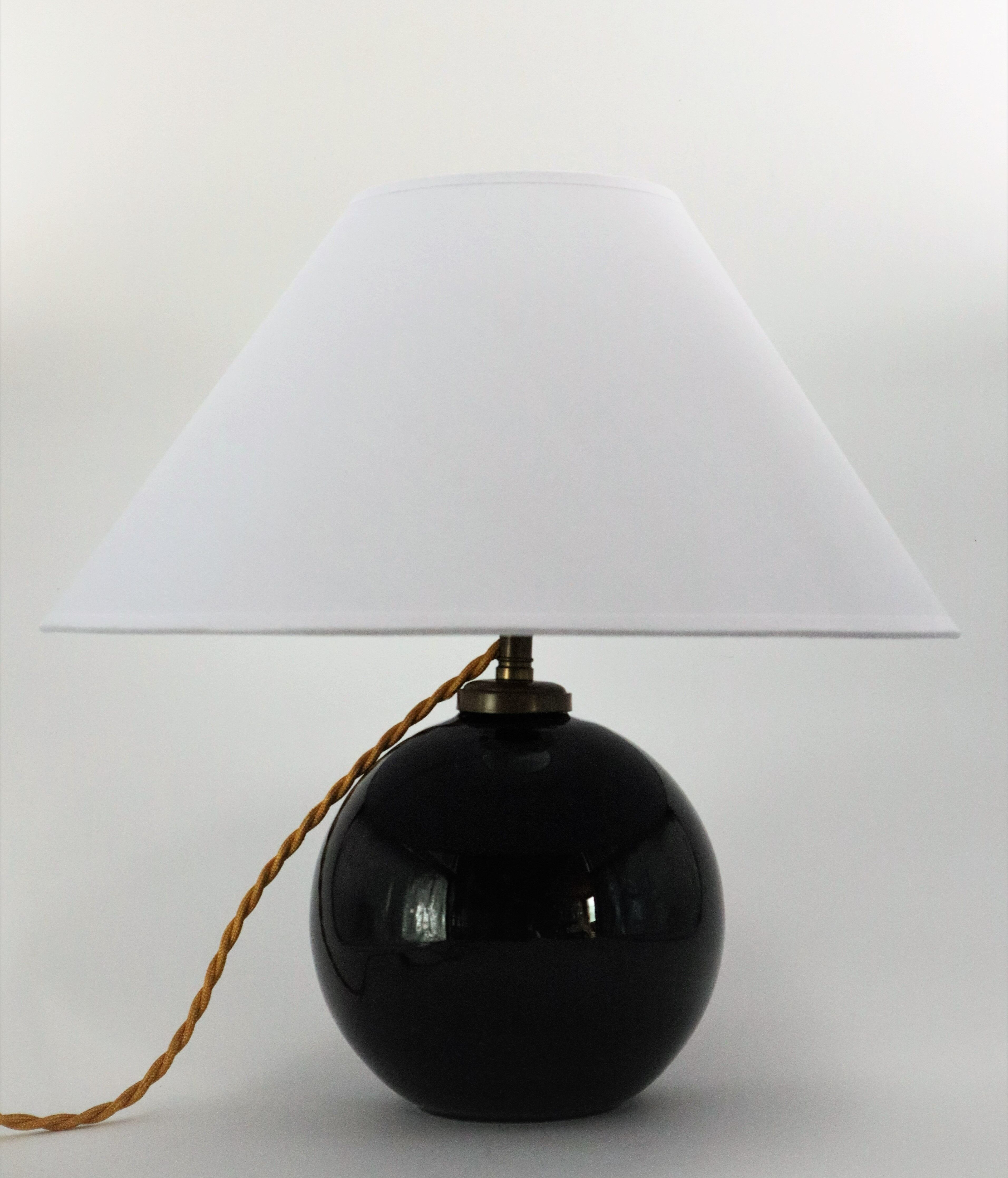 Art Deco black glass ball lamp 1930