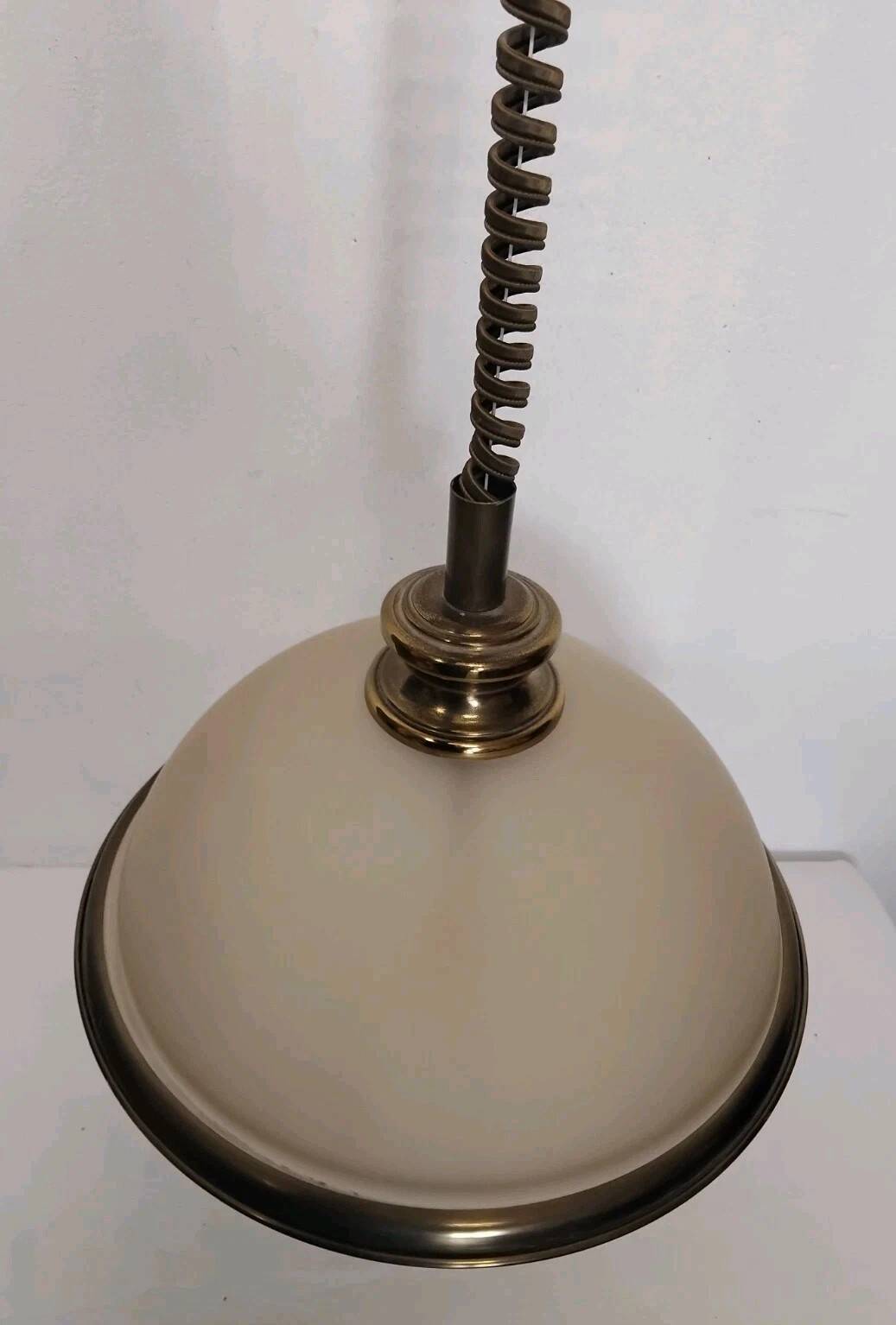 80s Vintage Adjustable Height Pull Cord Pendant Light