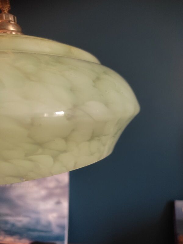 Suspension lampshade corole glass Clichy pale green