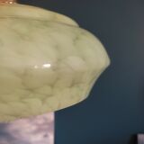 Suspension abat jour corole verre Clichy vert pâle