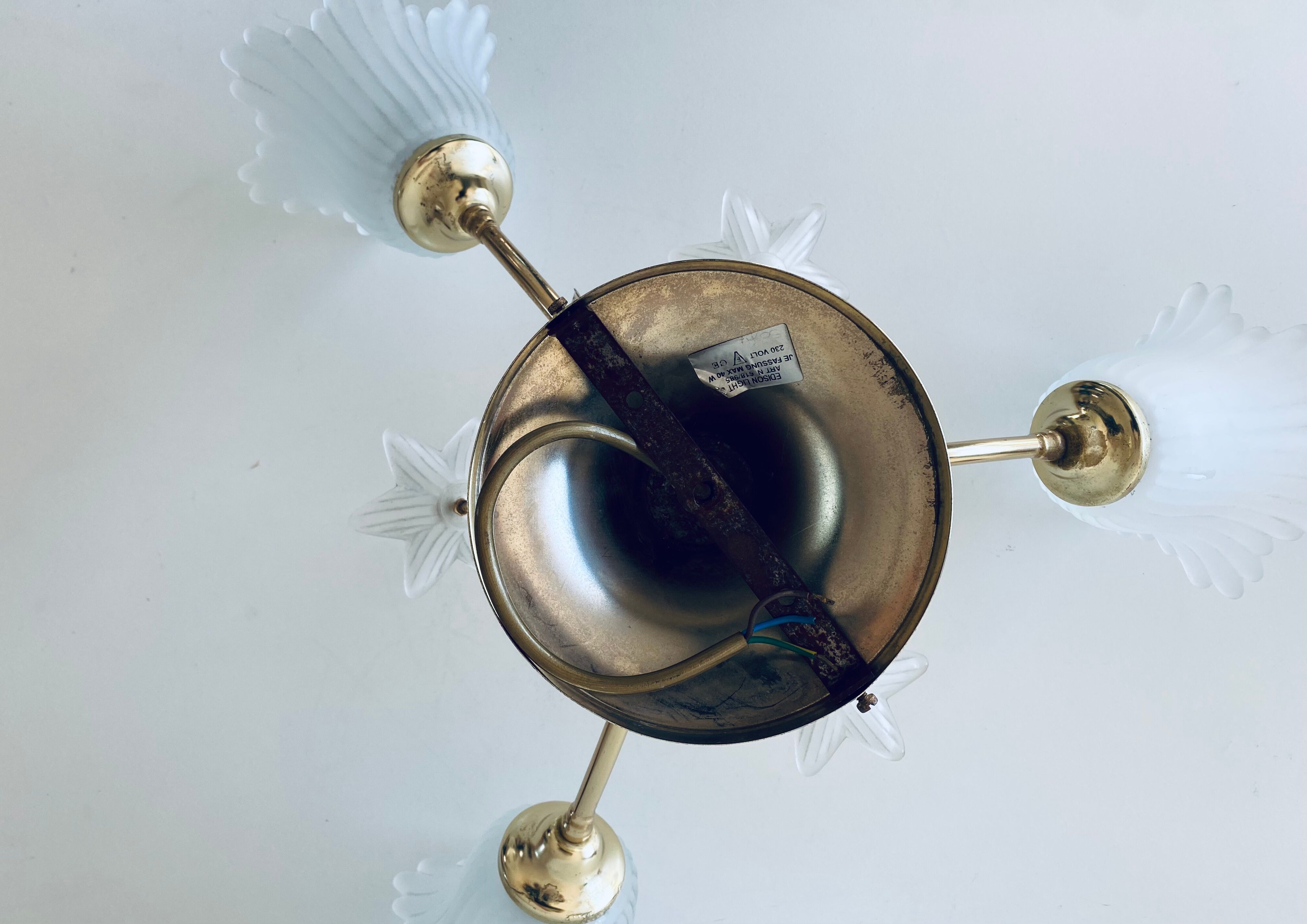 Ceiling lamp art deco flowers three fires