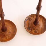 Pair of Scandinavian rosewood candlesticks 1970