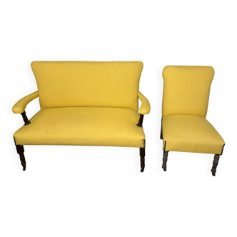 1 canapé/banquette et 1 fauteuil anciens
