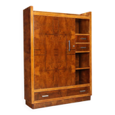 Vintage cabinet in burl wood with aluminium, Italian design from the 1930s.