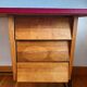 Bureau mid century skaï rouge