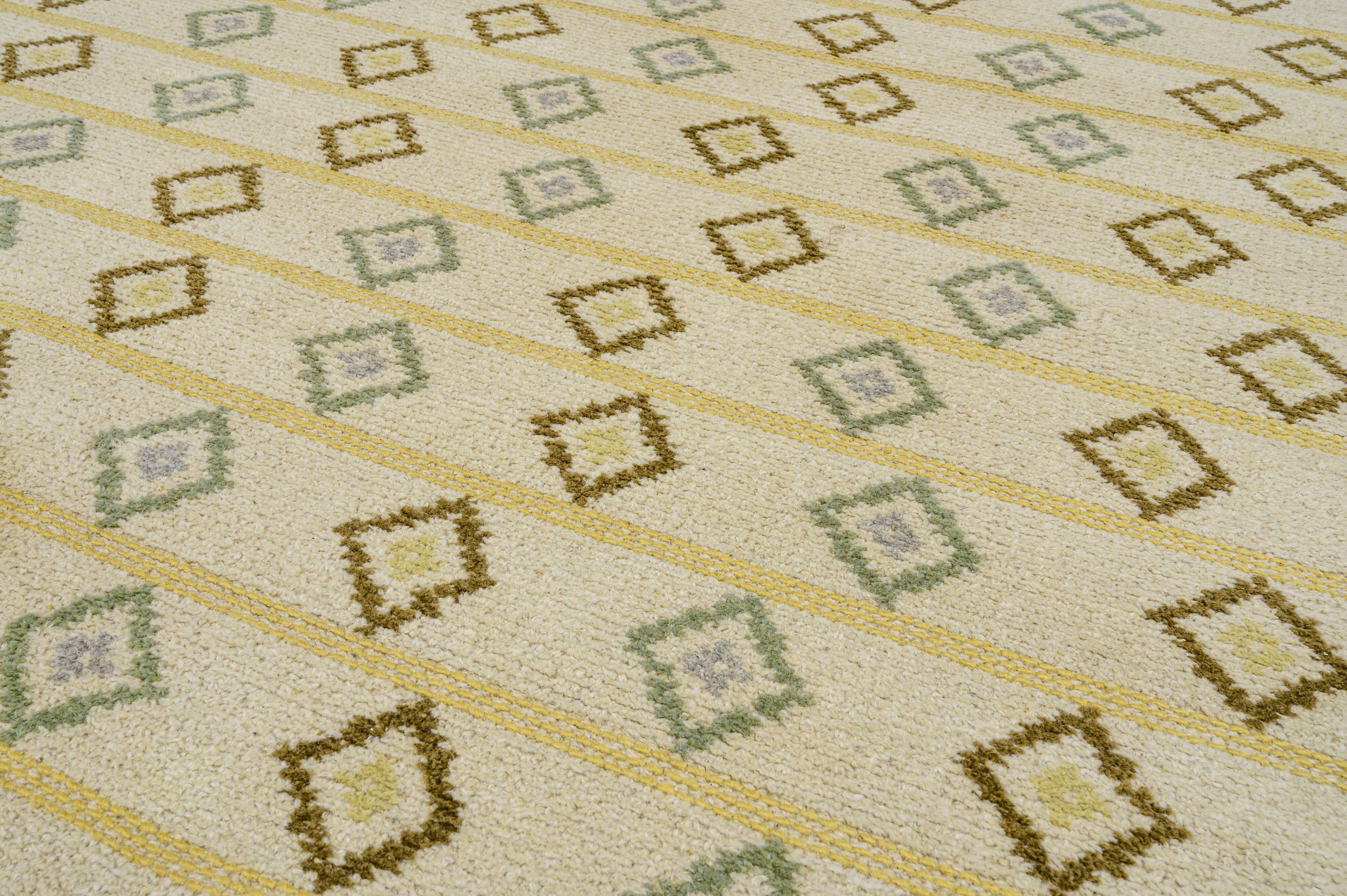 Scandinavian mid-century short pile rug. 222 (236) x 158 cm / 87 (93) x 62 in.