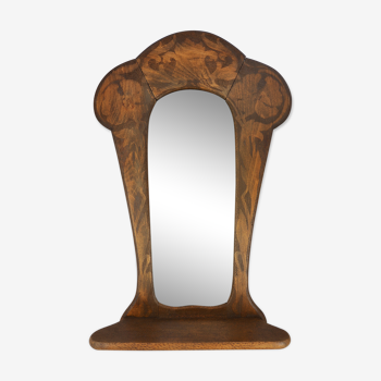 Miroir en bois gravé de style art nouveau vers 1930 53x85cm